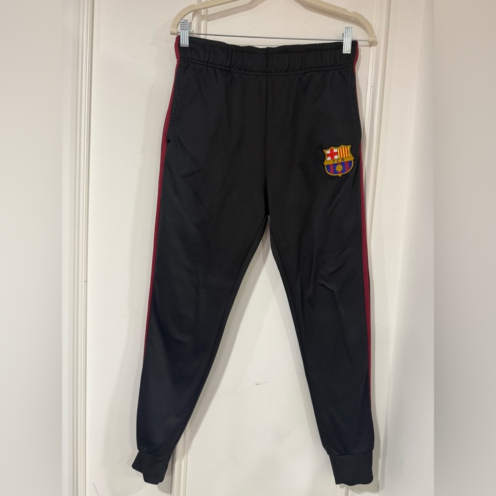 FCB Black Track Pants with Red Stripes